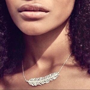 NADRI Pave Encrusted Feather Pendant Necklace